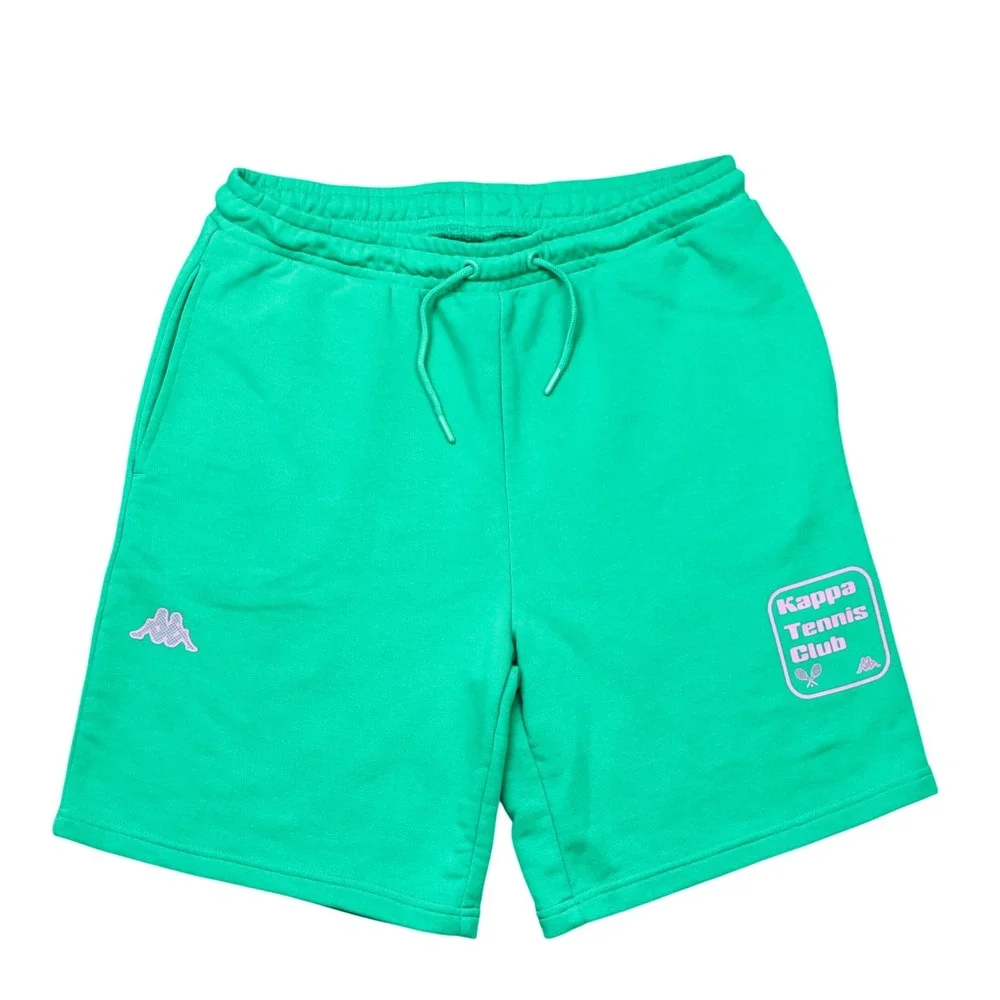 Kappa Tennis Club Shorts Men Large Green Pink Graphic Sample Athletic Drawstring